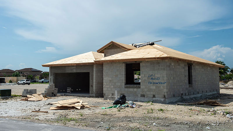 A home under construction.
