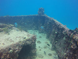 Steel ship sunken underwater