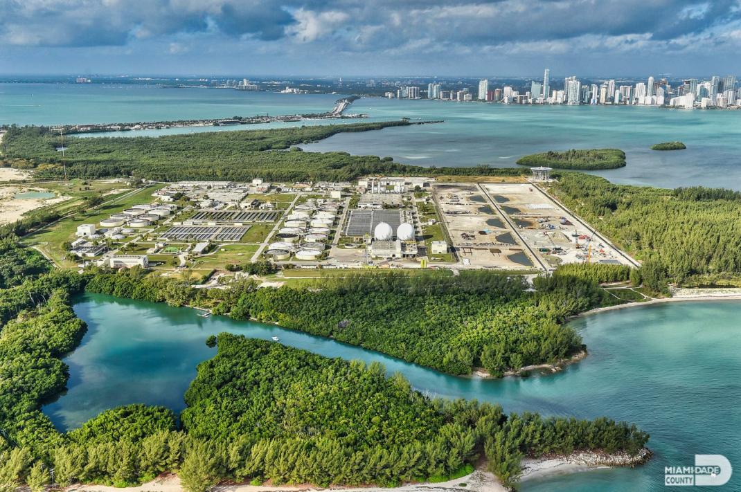 aerial photo of wastewater plant