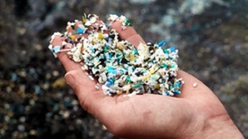 plastic waste in a persons hand