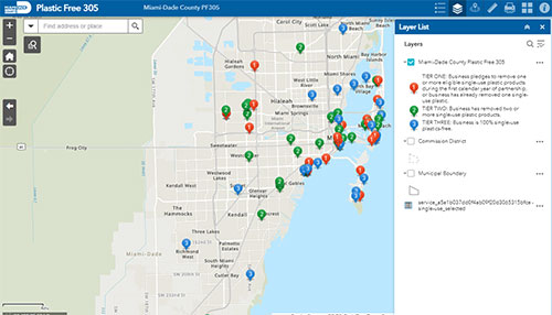 Map of Plastic Free 305 businesses and organizations