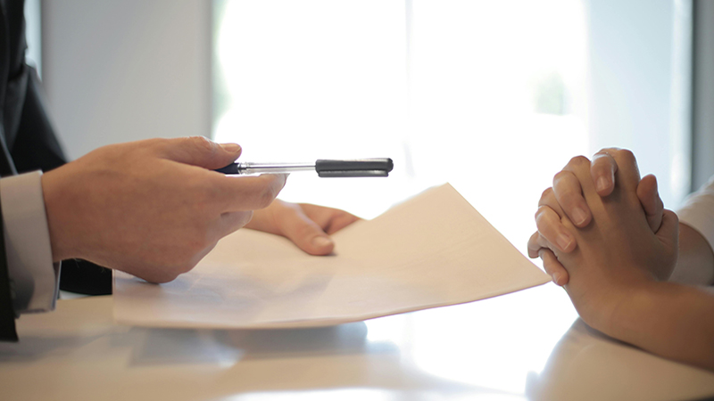 two people discussing information 